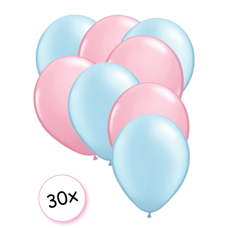 Premium Quality Ballonnen Baby Blauw & Baby Roze 30 stuks 30 cm