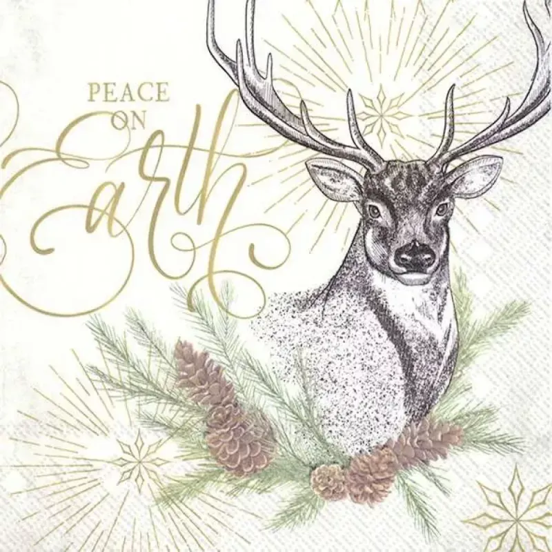 Servetten "White xmas Deer" 3 stuks