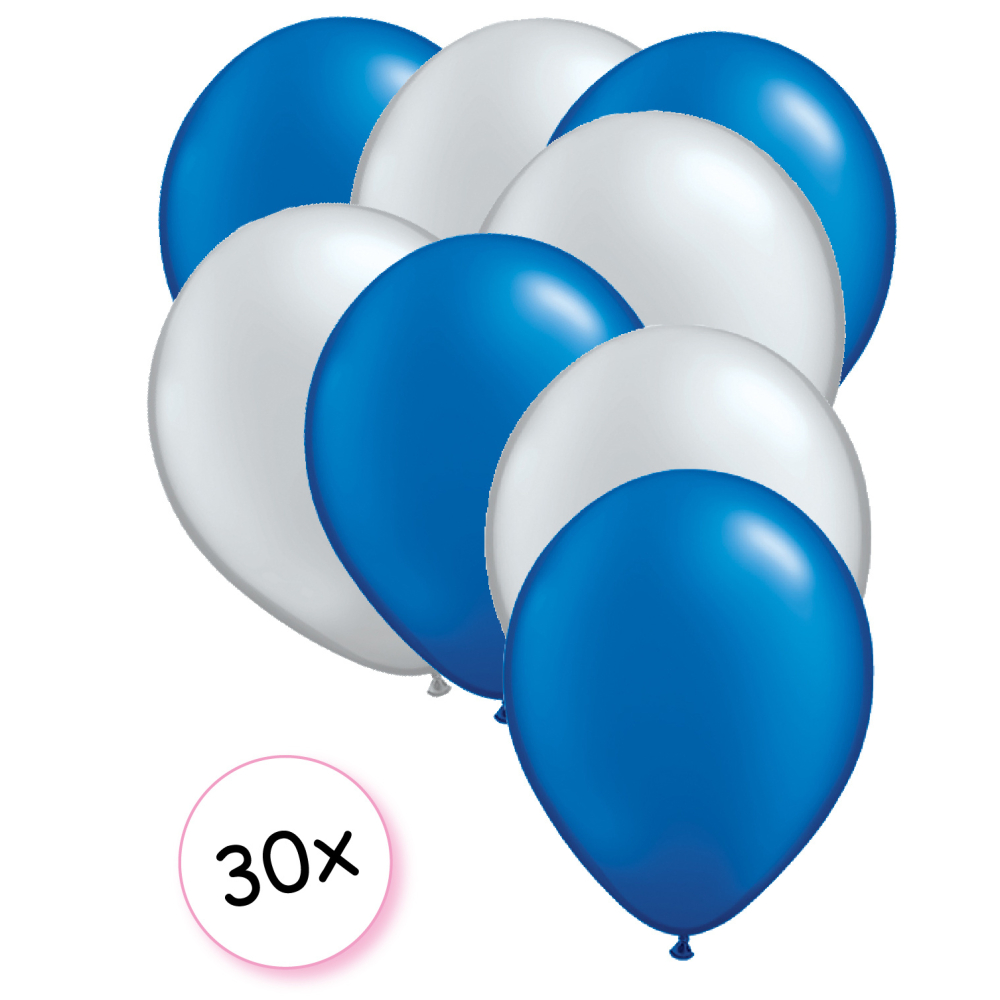 Ballonnen Blauw & Zilver 30 stuks 27 cm