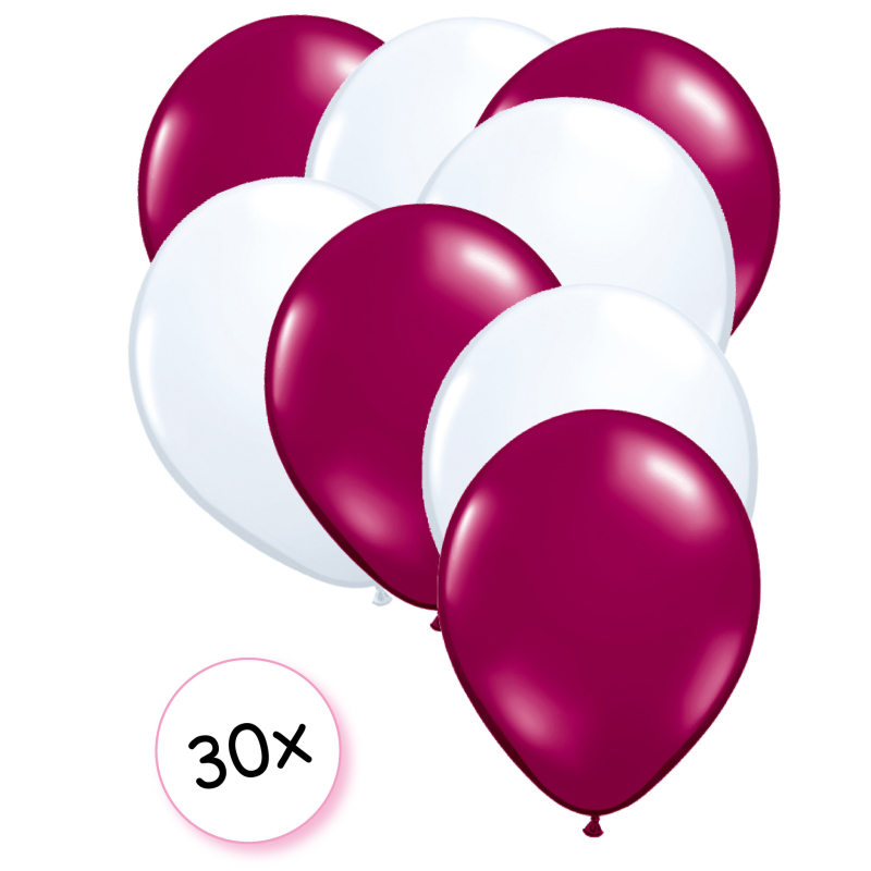 Ballonnen Fuchsia & Wit 30 stuks 27 cm