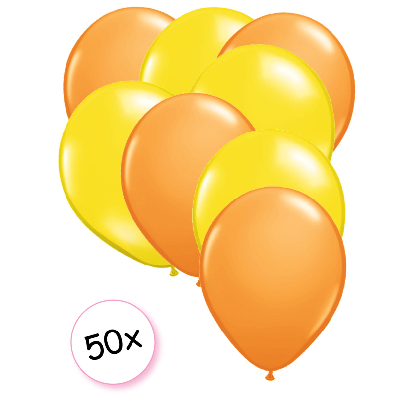 Ballonnen Oranje & Geel 50 stuks 27 cm